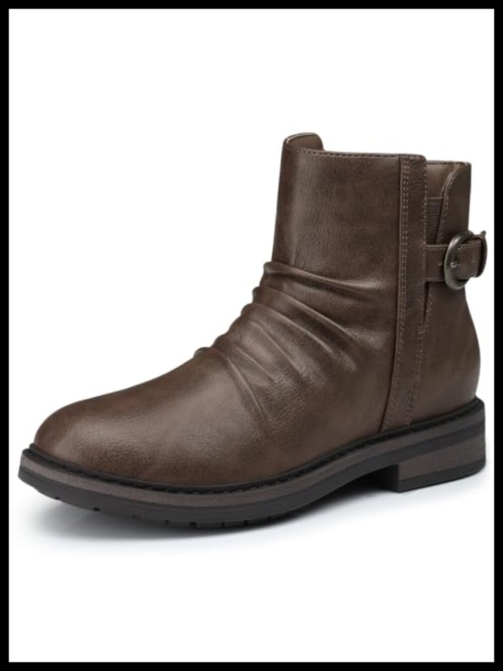 Faux Leather Ankle Boots Women Flat Memory Foam Work Walking